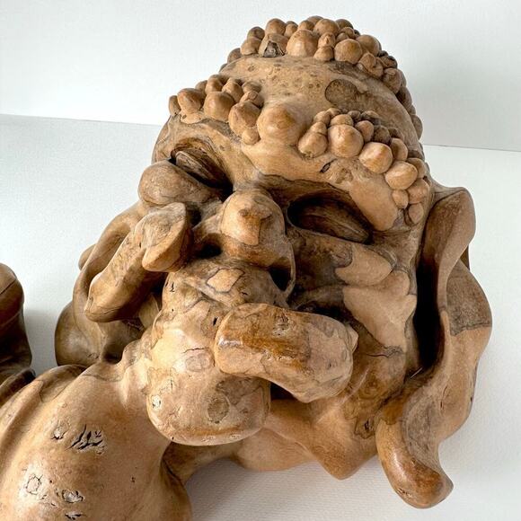 Lord Ganesha Sculpture Large Burled Wood Hand Carved Handmade Wall Hanging OOAK - Picture 2 of 10